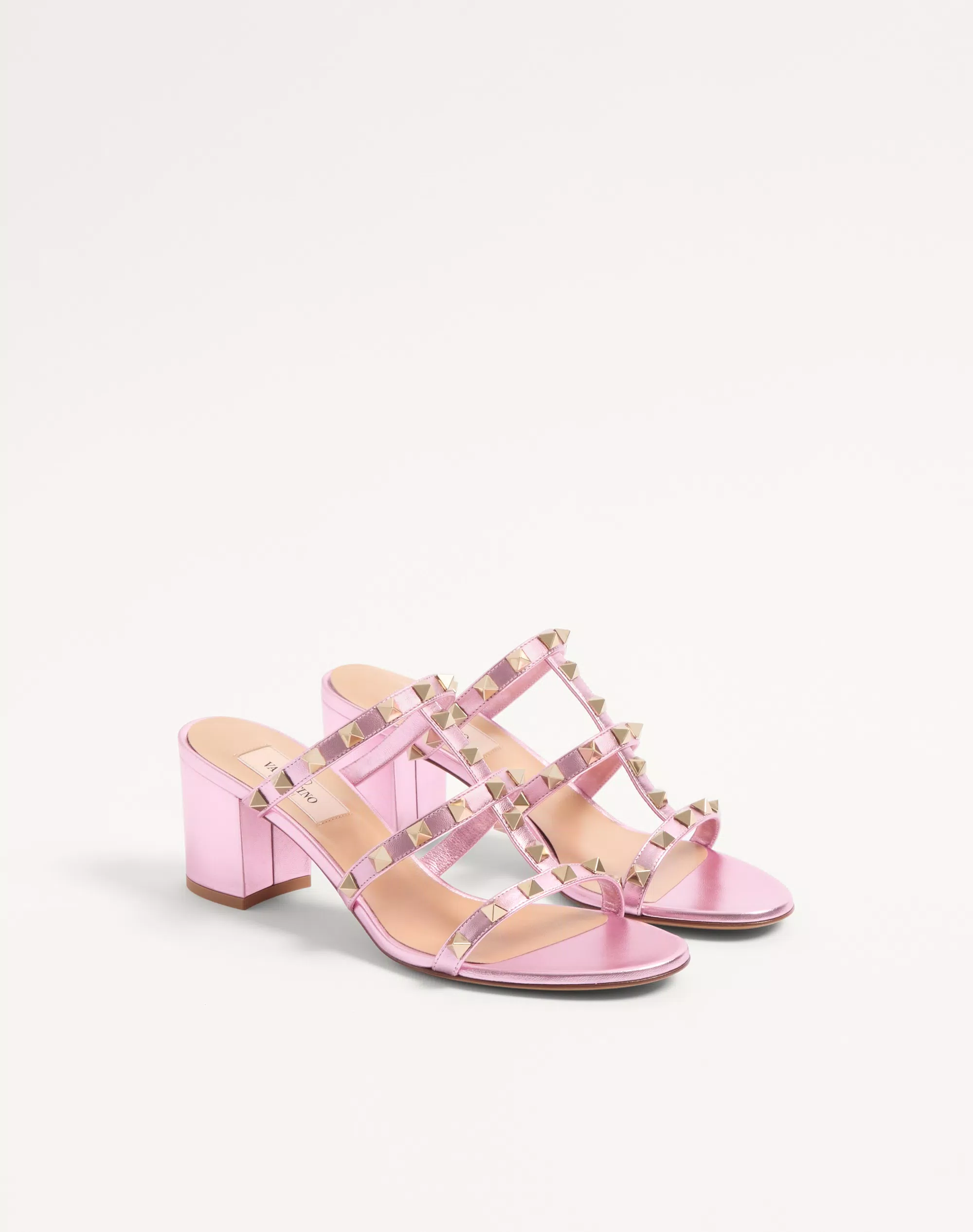 Valentino Rockstud Slide Sandal In Laminated Nappa 60Mm - Image 3